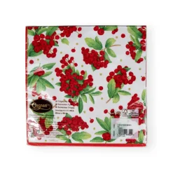 Christmas Berry Paper Dinner Napkins in Red - 20 Per Package