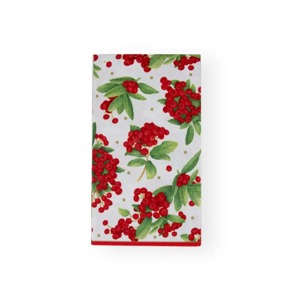Christmas Berry Paper Guest Towel Napkins in Red - 15 Per Package
