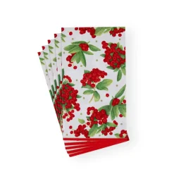 Christmas Berry Paper Guest Towel Napkins in Red - 15 Per Package