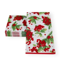 Christmas Berry Paper Guest Towel Napkins in Red - 15 Per Package