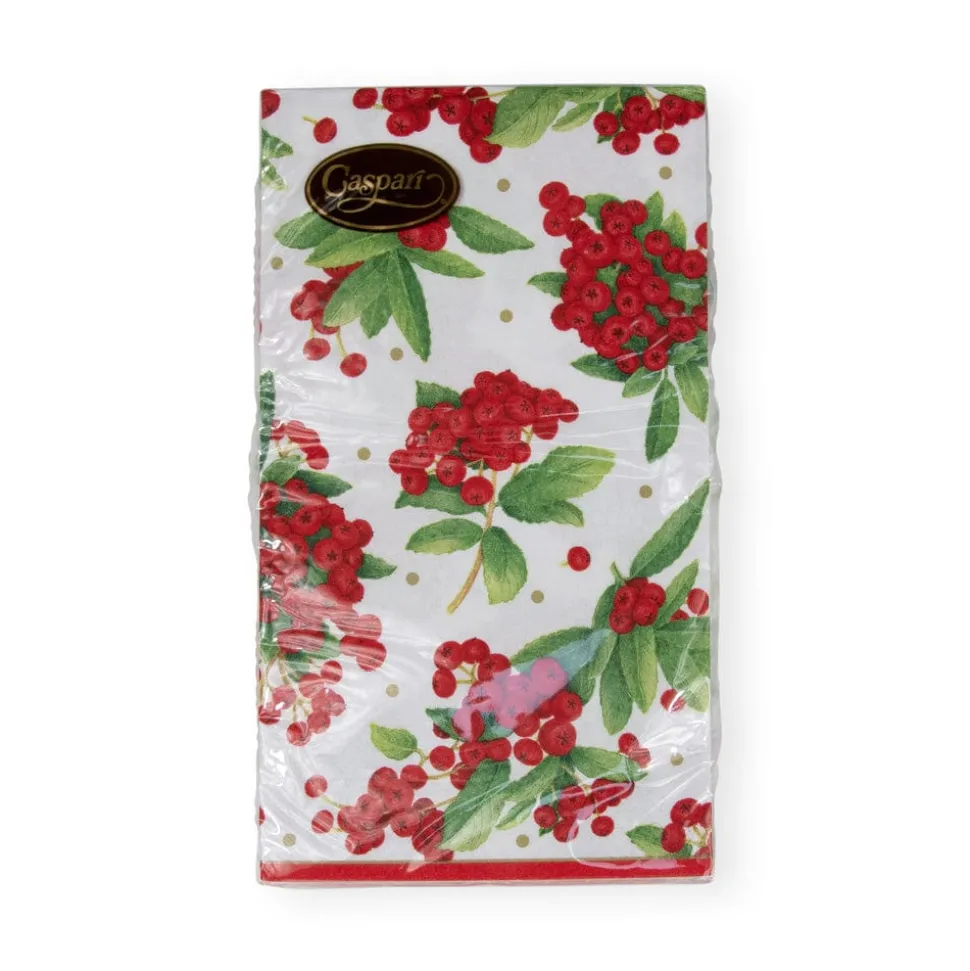 Christmas Berry Paper Guest Towel Napkins in Red - 15 Per Package