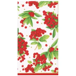Christmas Berry Paper Guest Towel Napkins in Red - 15 Per Package