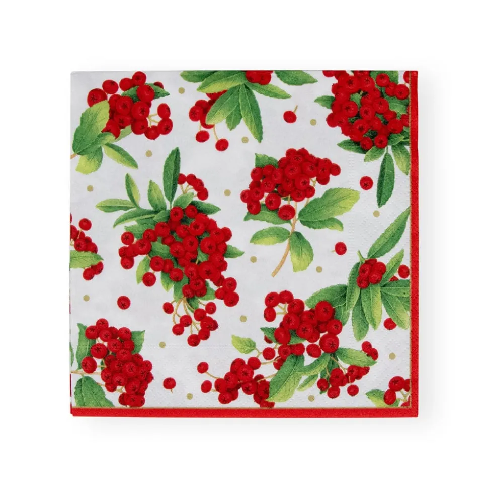 Christmas Berry Paper Luncheon Napkins in Red - 20 Per Package