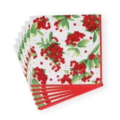 Christmas Berry Paper Luncheon Napkins in Red - 20 Per Package