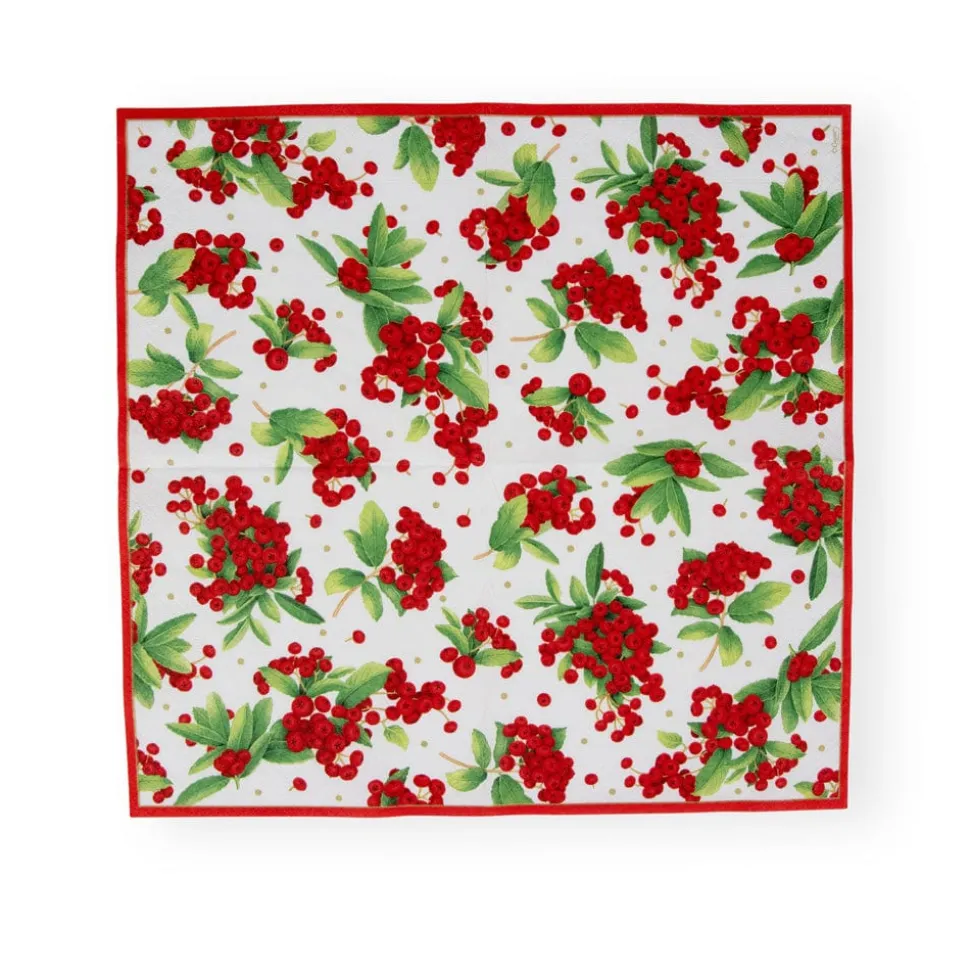 Christmas Berry Paper Luncheon Napkins in Red - 20 Per Package