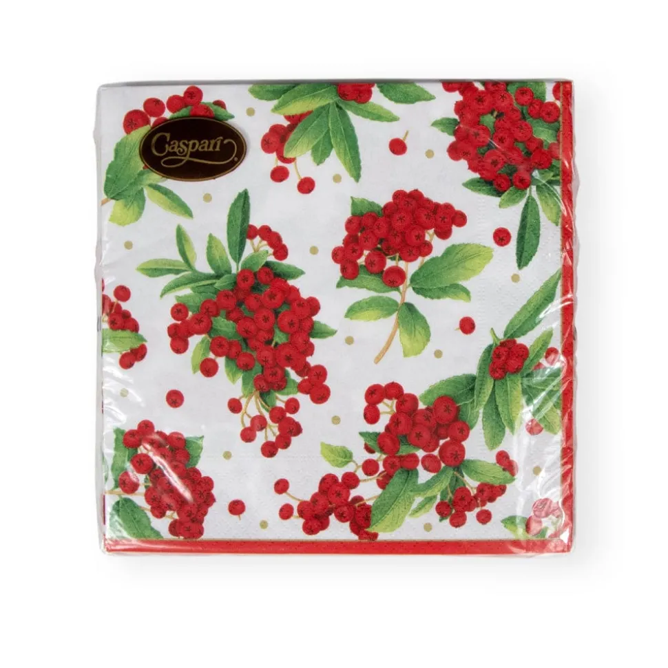 Christmas Berry Paper Luncheon Napkins in Red - 20 Per Package