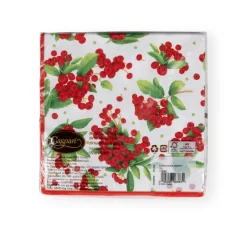 Christmas Berry Paper Luncheon Napkins in Red - 20 Per Package