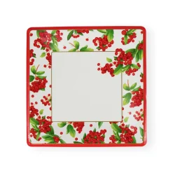 Christmas Berry Square Paper Salad & Dessert Plates in Red - 8 Per Package