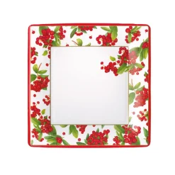 Christmas Berry Square Paper Salad & Dessert Plates in Red - 8 Per Package
