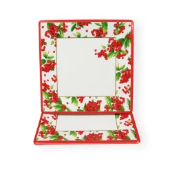 Christmas Berry Square Paper Dinner Plates in Red - 8 Per Package