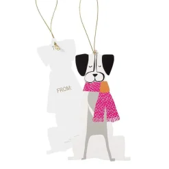 Christmas Canines Decorative Die-Cut Gift Tag - 4 Per Package