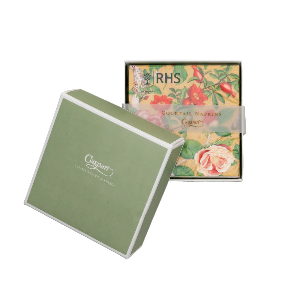 Christmas Chinoiserie Gold Boxed Cocktail Napkins - includes 12 Boxed Cocktail Napkins