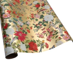 Christmas Chinoiserie Gold Foil Roll Wrap - includes 1 Roll