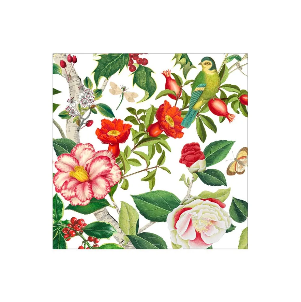Christmas Chinoiserie White Cocktail Napkins - includes 20 Cocktail Napkins