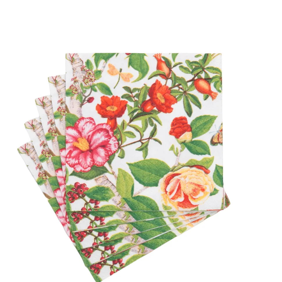 Christmas Chinoiserie White Cocktail Napkins - includes 20 Cocktail Napkins