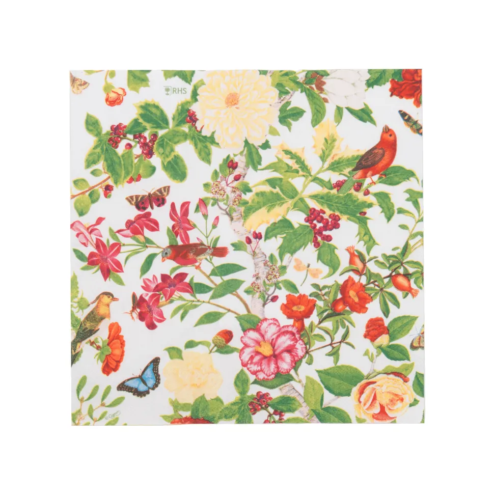 Christmas Chinoiserie White Cocktail Napkins - includes 20 Cocktail Napkins