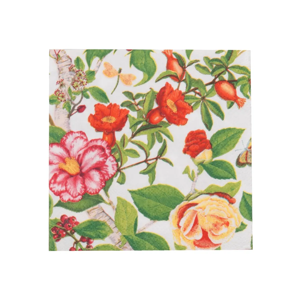 Christmas Chinoiserie White Cocktail Napkins - includes 20 Cocktail Napkins