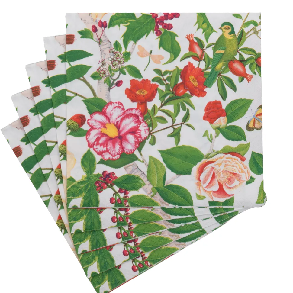 Christmas Chinoiserie White Dinner Napkins - includes 20 Dinner Napkins