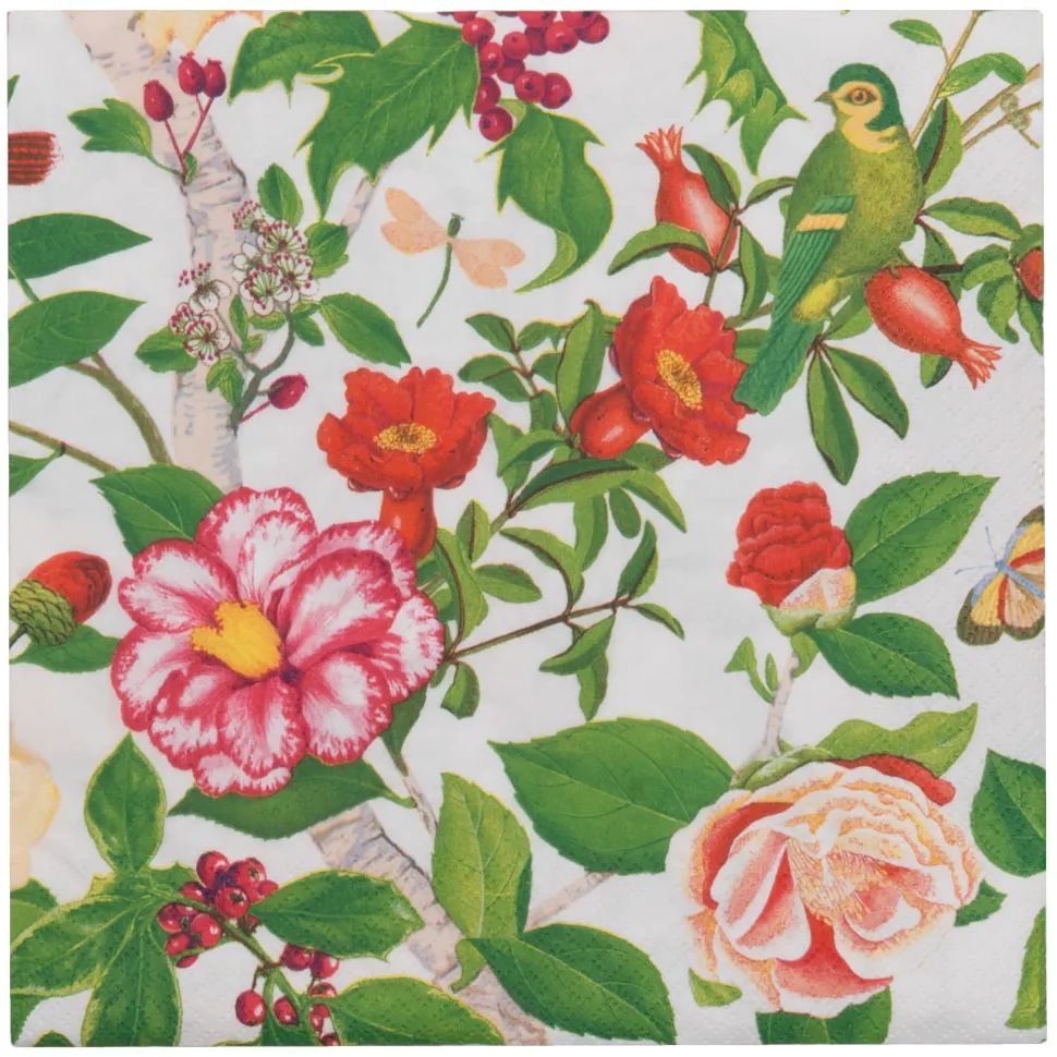 Christmas Chinoiserie White Dinner Napkins - includes 20 Dinner Napkins
