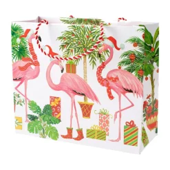 Christmas Flamingos Large Gift Bag - 1 Each