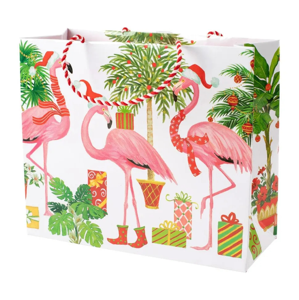Christmas Flamingos Large Gift Bag - 1 Each