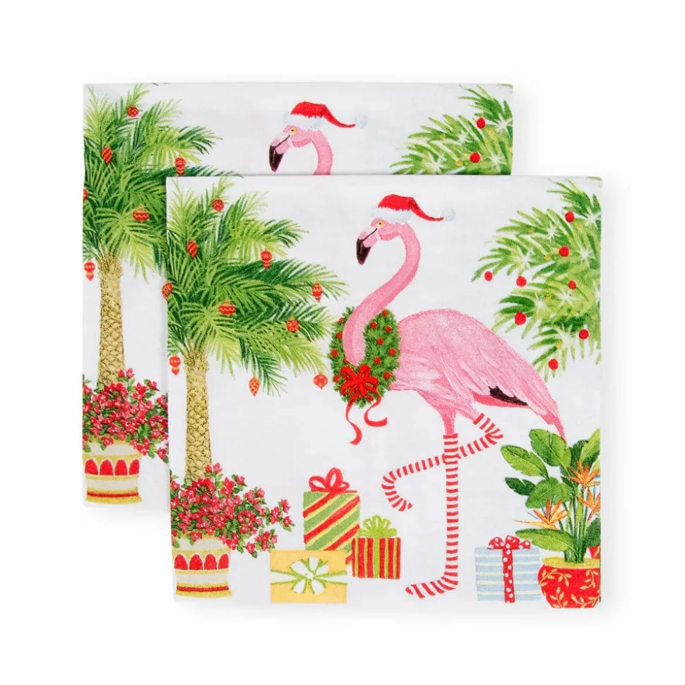Christmas Flamingos Paper Cocktail Napkins - 20 Per Package