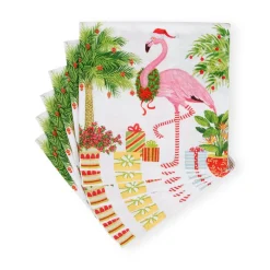 Christmas Flamingos Paper Cocktail Napkins - 20 Per Package