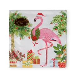Christmas Flamingos Paper Cocktail Napkins - 20 Per Package