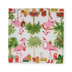 Christmas Flamingos Paper Cocktail Napkins - 20 Per Package