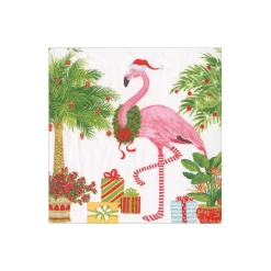 Christmas Flamingos Paper Cocktail Napkins - 20 Per Package