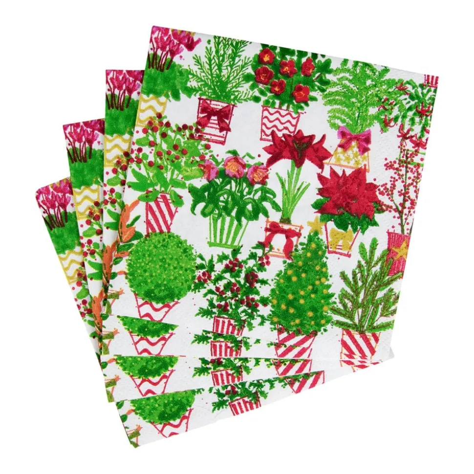 Christmas Flower Market Cocktail Napkins - 20 Per Package