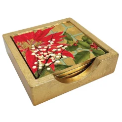 Christmas Garden Coasters - Set Of 4 In Holder