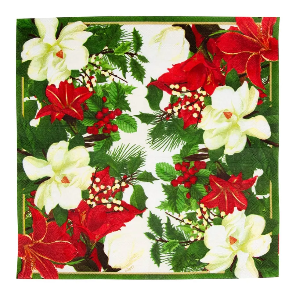 Christmas Garden Cocktail Napkins - 20 Per Package