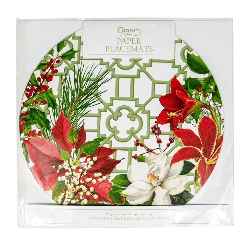 Christmas Garden Paper Placemats - 12 Per Package