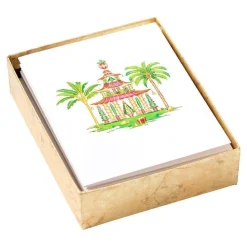 Christmas Pagodas Assorted Embossed Boxed Note Cards - 10 Note Cards & 10 Envelopes
