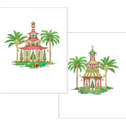 Christmas Pagodas Assorted Embossed Boxed Note Cards - 10 Note Cards & 10 Envelopes