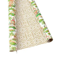 Christmas Pagodas Reversible Gift Wrapping Paper in White - 30" x 8' Roll