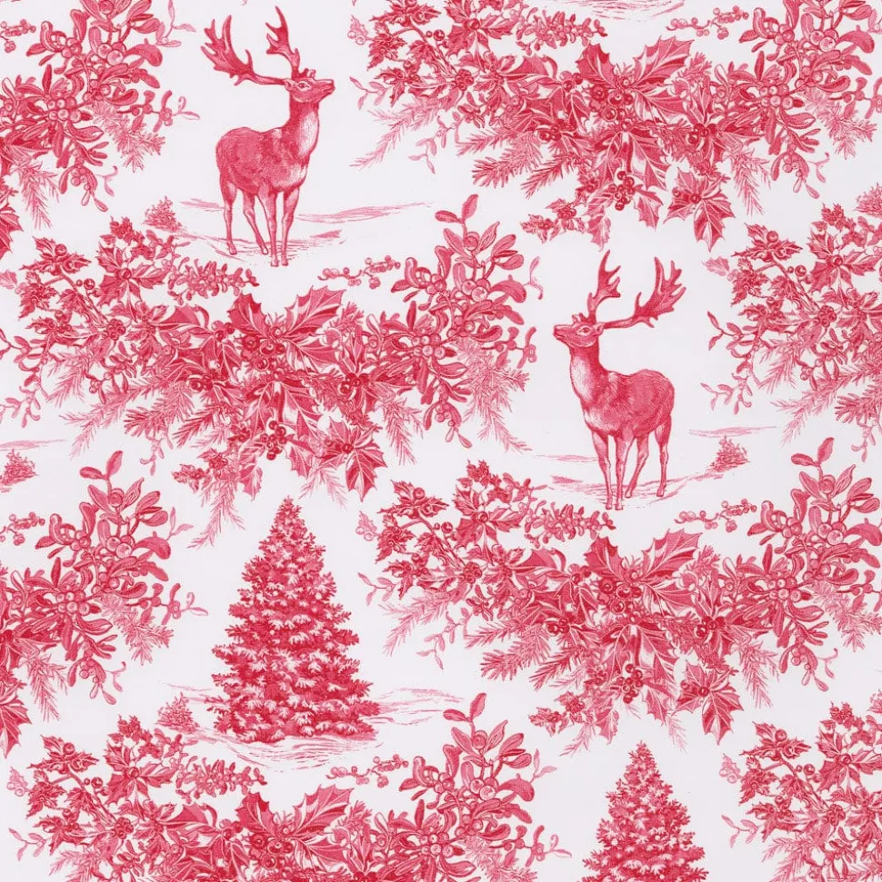 Christmas Toile Red Roll Wrap - includes 1 Roll