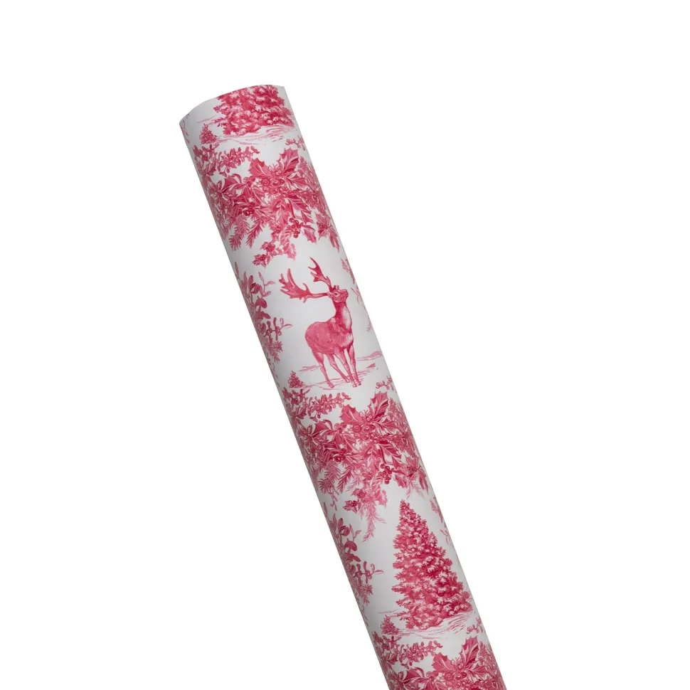 Christmas Toile Red Roll Wrap - includes 1 Roll