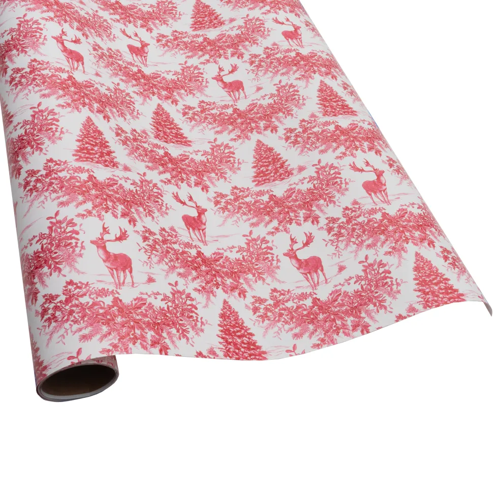 Christmas Toile Red Roll Wrap - includes 1 Roll