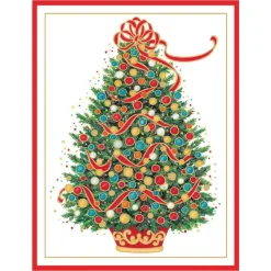 Christmas Tree Embossed Large Boxed Christmas Cards - includes 10 cards & envelopes