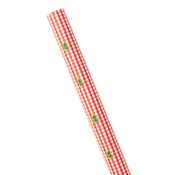 Christmas Tree Gingham Gift Wrapping Paper - 30" x 8' Roll