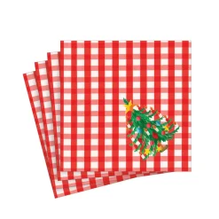 Christmas Tree Gingham Paper Cocktail Napkins - 20 Per Package