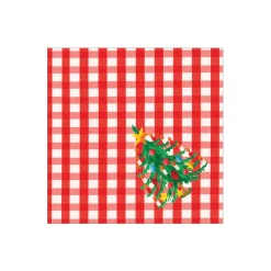 Christmas Tree Gingham Paper Cocktail Napkins - 20 Per Package