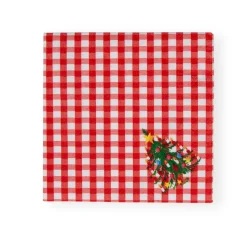 Christmas Tree Gingham Paper Luncheon Napkins - 20 Per Package