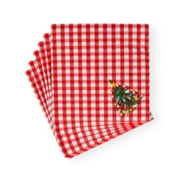 Christmas Tree Gingham Paper Luncheon Napkins - 20 Per Package