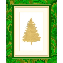 Christmas Tree Marbled Foil Classic Boxed Christmas Cards - includes 10 cards & envelopes