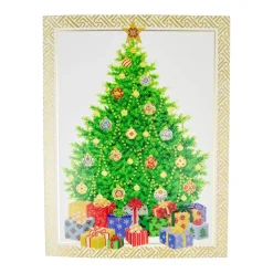 Christmas Tree with Ceramic Ornaments Large Boxed Christmas Cards - includes 15 cards & envelopes