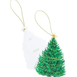 Christmas Tree with Lights Decorative Die-Cut Gift Tags - 4 Per Package