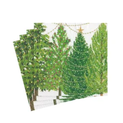 Christmas Trees with Lights Paper Cocktail Napkins - 20 Per Package